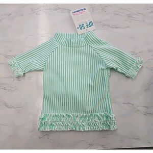 Ruffle Butts Baby Girls Seersucker Rash Guard Swimsuit 6 12M